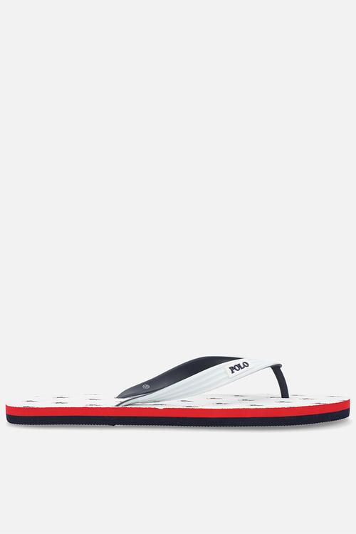 Monogram flip flop - white & navy	