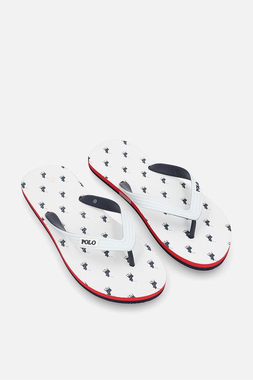 Monogram flip flop - white & navy	