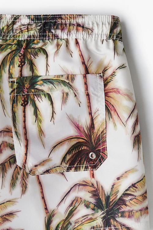 Patterned swim shorts - white palm trees