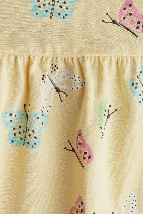 Printed cotton dress - yellow/butterflies 