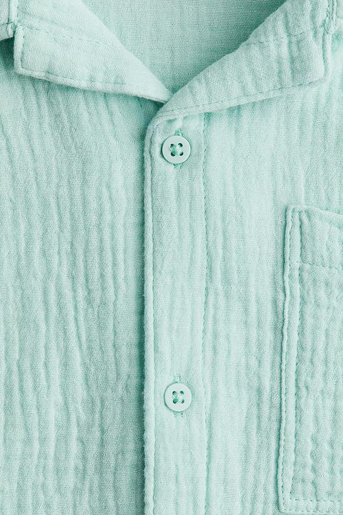 Cotton muslin resort shirt - light turquoise