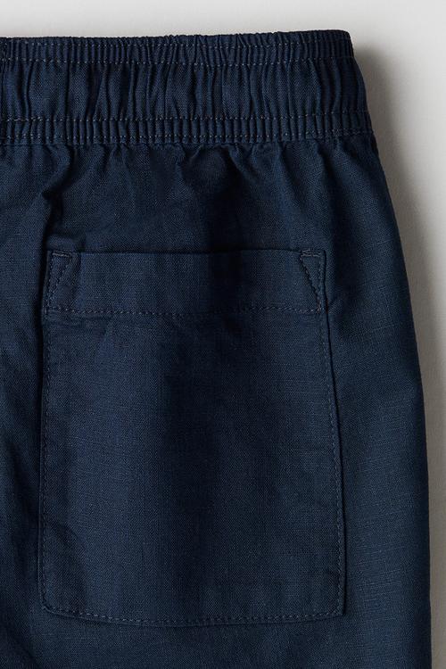 Linen-blend shorts - navy blue