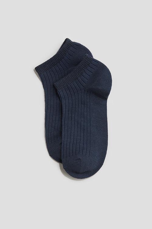 5 pack rib-knit trainer socks - navy blue & green