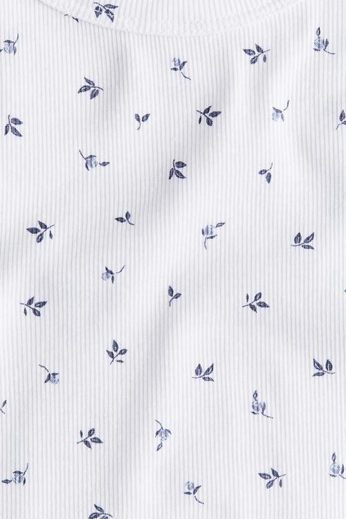Ribbed cotton vest top - white floral