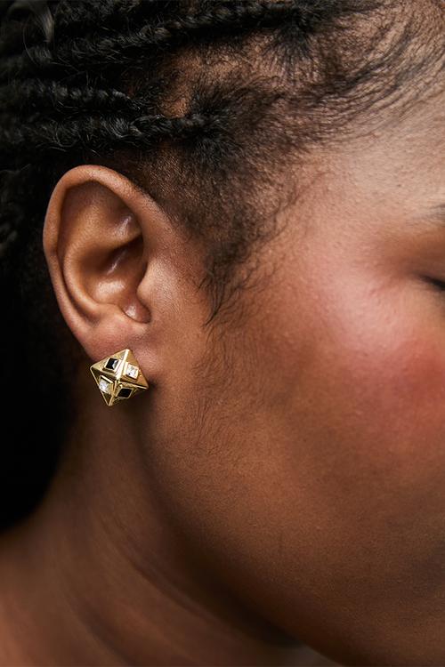 Star studded sphere earrings - gold