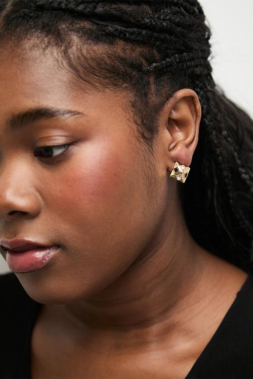 Star studded sphere earrings - gold
