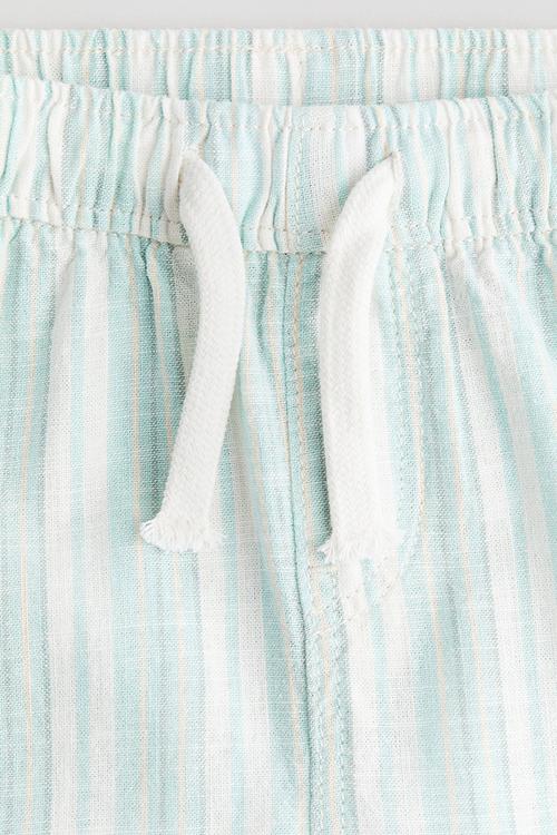 Linen-blend joggers - light turquoise/striped