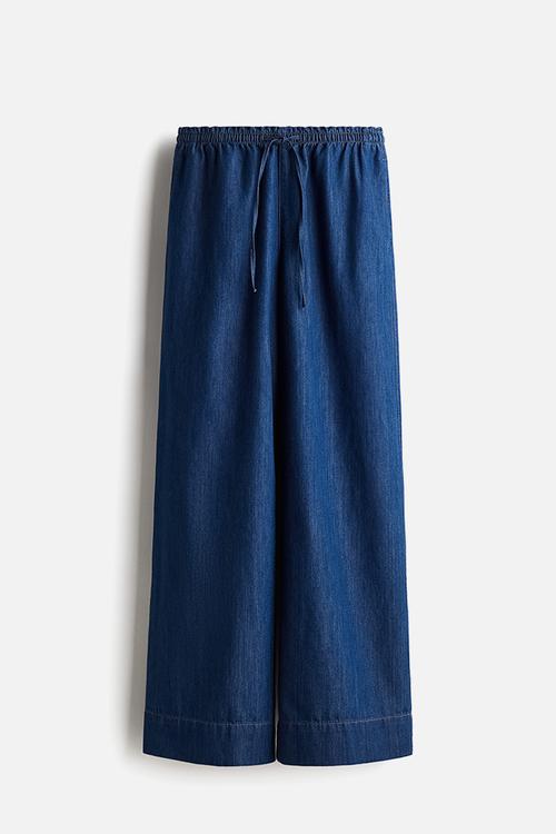 Denim pull-on trousers - denim blue