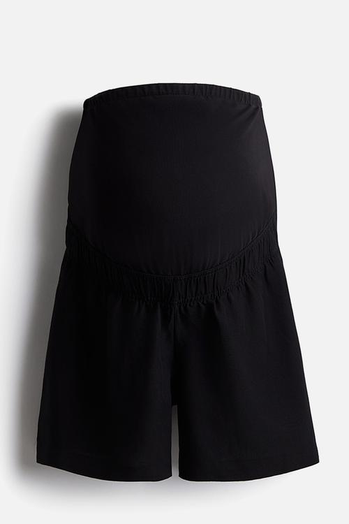 Mama linen-blend shorts - black
