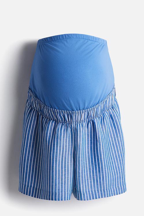 Mama linen-blend shorts - blue & white striped