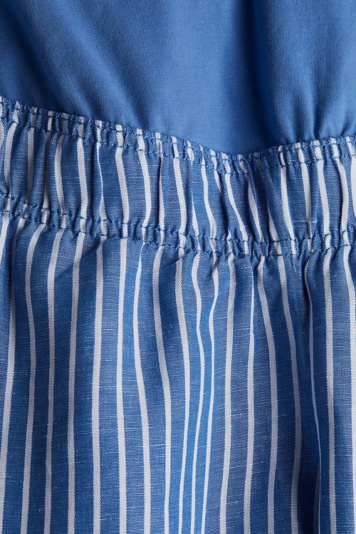 Mama linen-blend shorts - blue & white striped