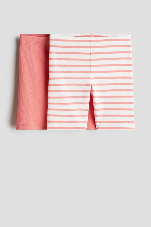 2-Pack cycling shorts - coral pink/striped