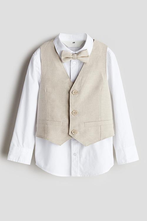 3-Piece dressy set - light beige/white