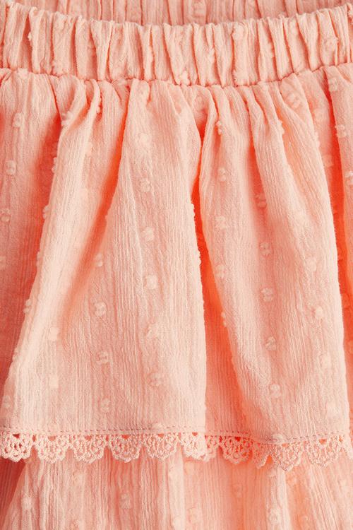 Tiered cotton skort - peach pink