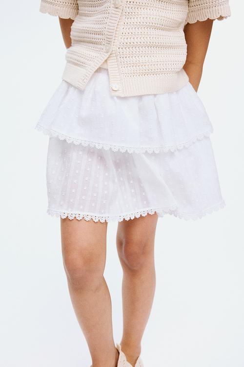 Tiered cotton skort - white