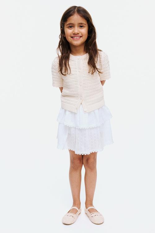 Tiered cotton skort - white