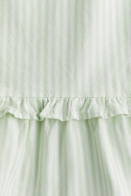Cotton peplum top - light green striped
