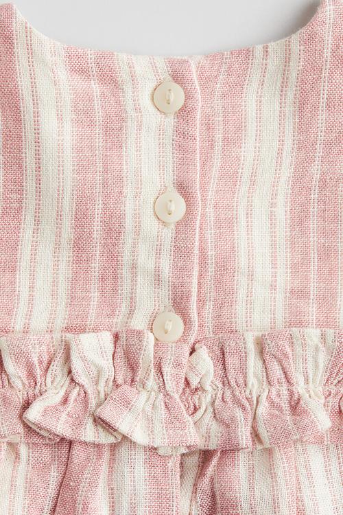 Linen-blend dress - light pink striped