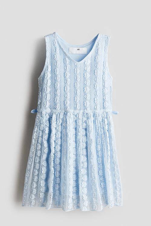 Lace-look dress - light blue