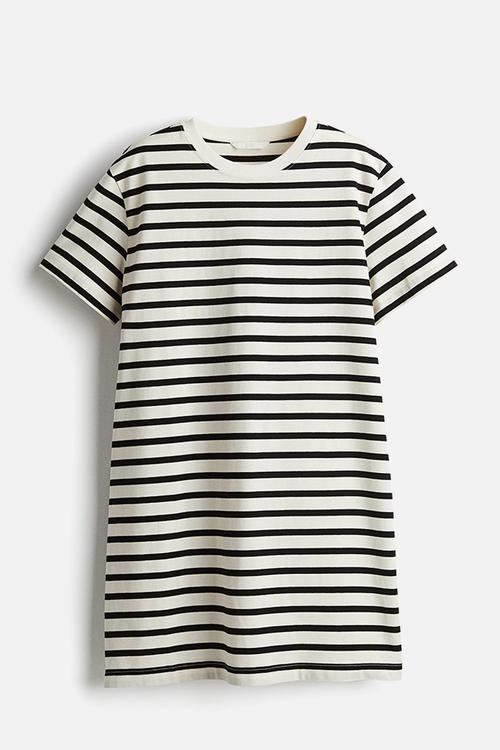 T-shirt dress - cream striped