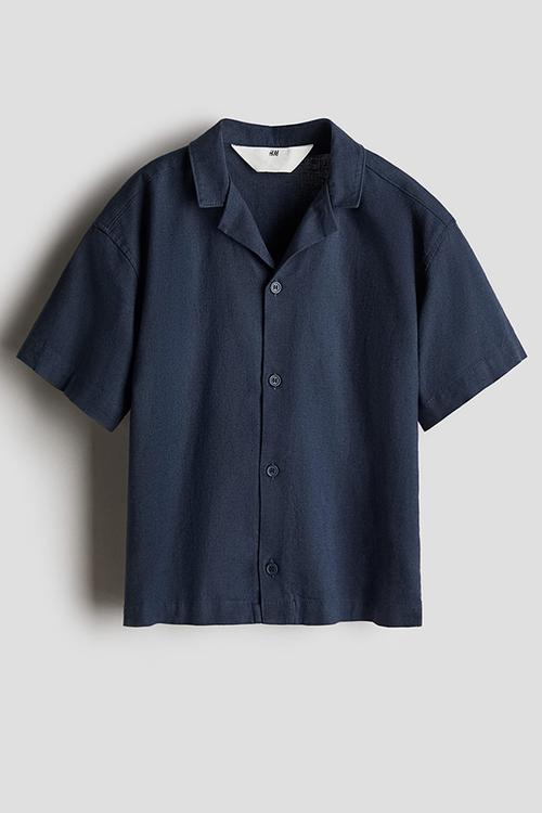 Cotton resort shirt - navy blue 