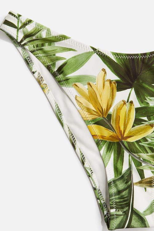 Cheeky bikini bottoms - white & green patterned