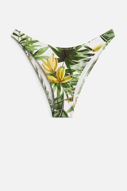 Cheeky bikini bottoms - white & green patterned