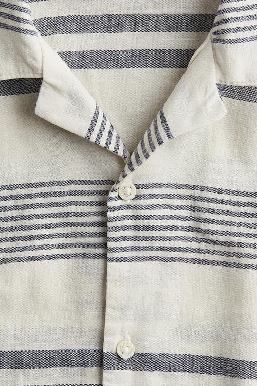 Cotton resort shirt - cream striped