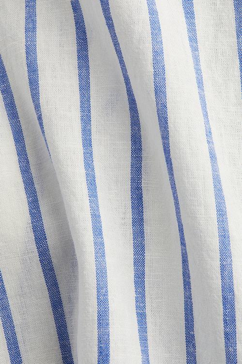 Linen-blend shirt - white & blue striped