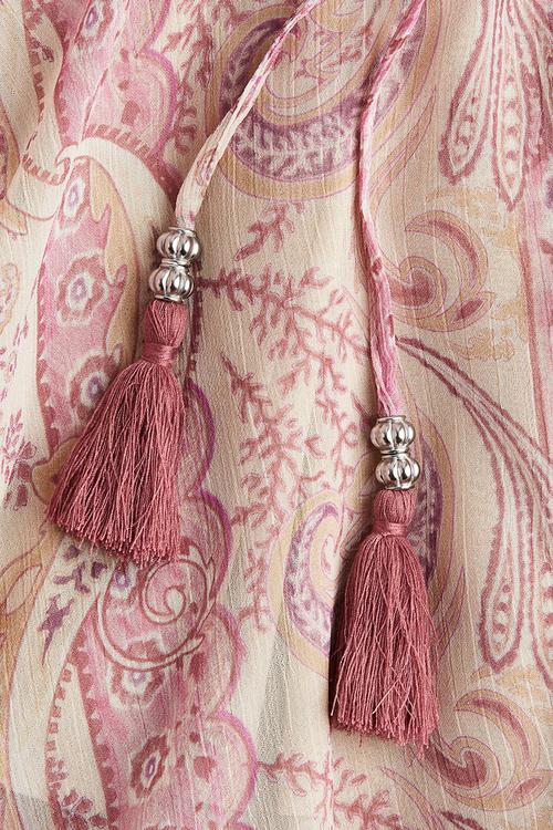 Airy drawstring shorts - beige paisley-patterned