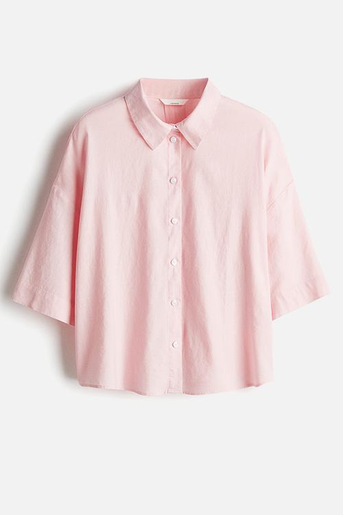 Linen-blend shirt - light pink 