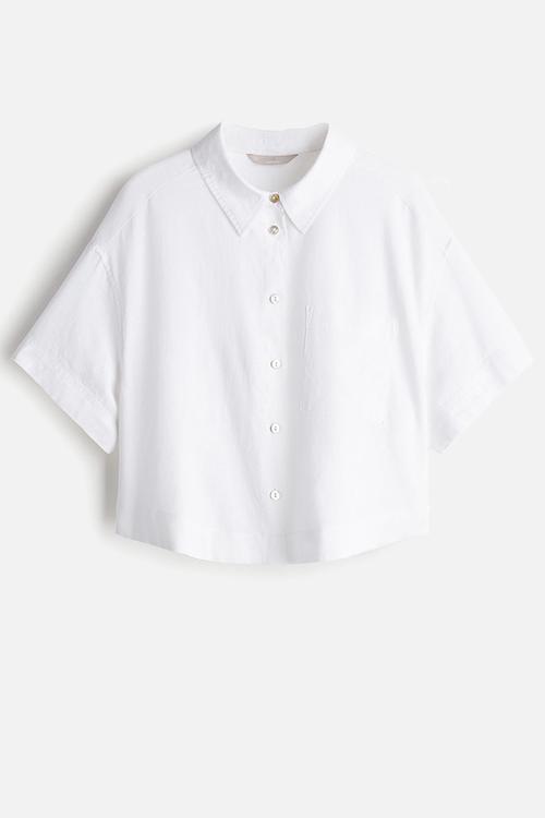 Linen-blend shirt - white