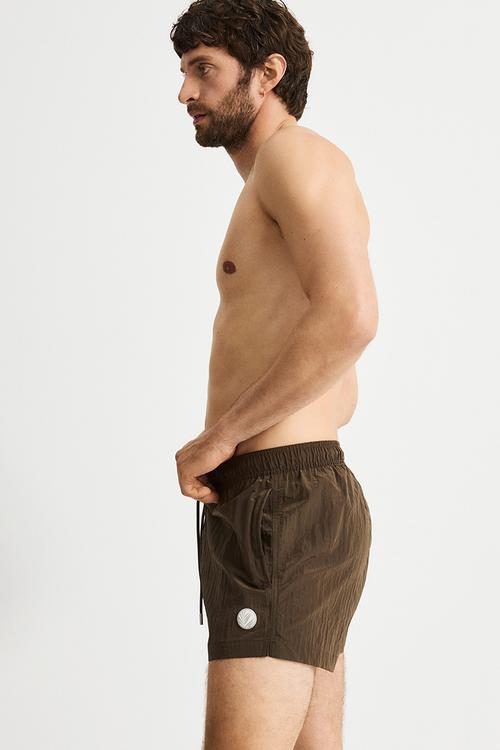 Nylon swim shorts - dark khaki green