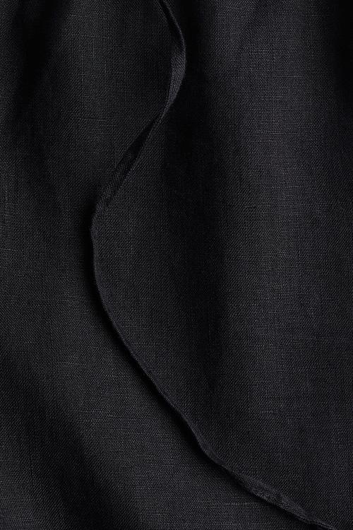 Linen drawstring trousers - black