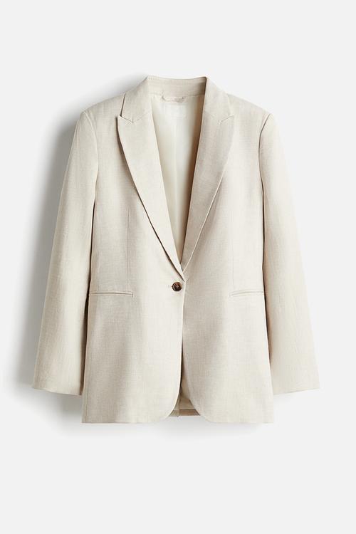 Linen-blend blazer - light beige