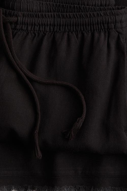 Linen-blend drawstring trousers - dark grey