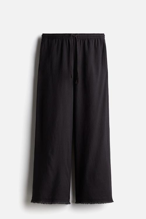 Linen-blend drawstring trousers - dark grey