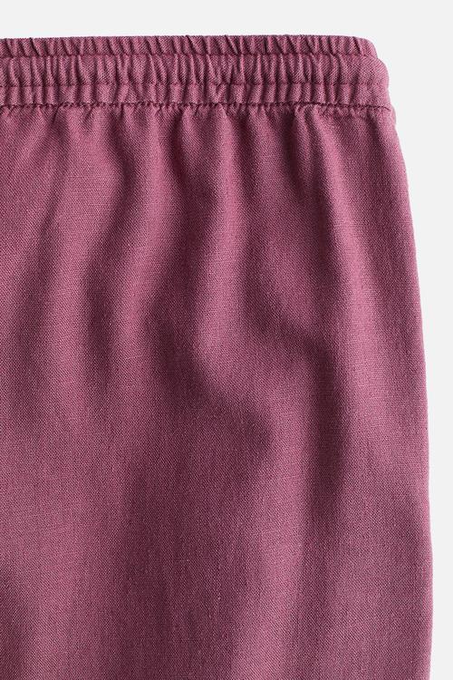 Linen-blend drawstring trousers - dark pink