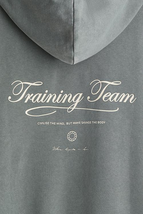 Loose fit sleeveless sports hoodie - dusty green training team