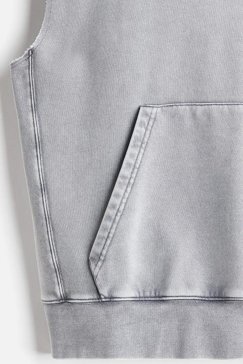 Loose fit sleeveless sports hoodie - grey