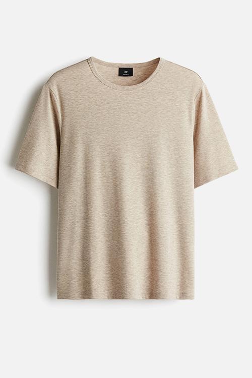 Regular fit lyocell-blend t-shirt - beige marl
