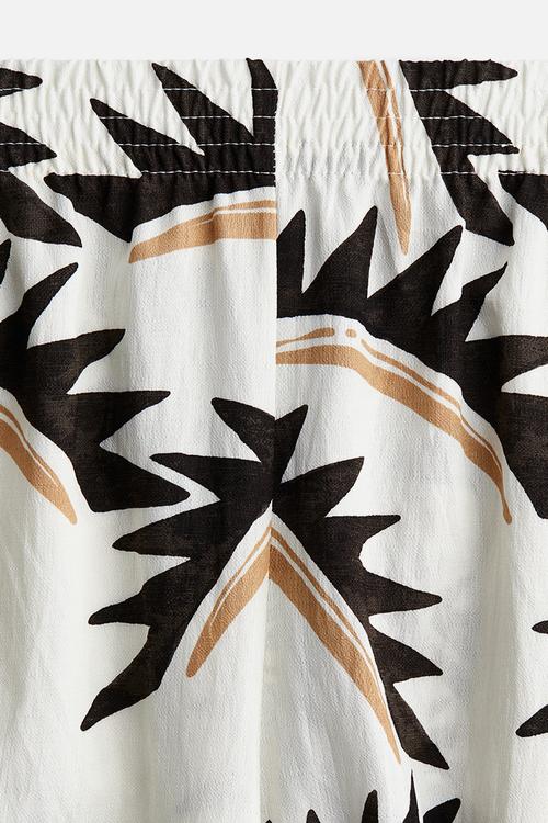 Wide pull-on trousers - white patterned