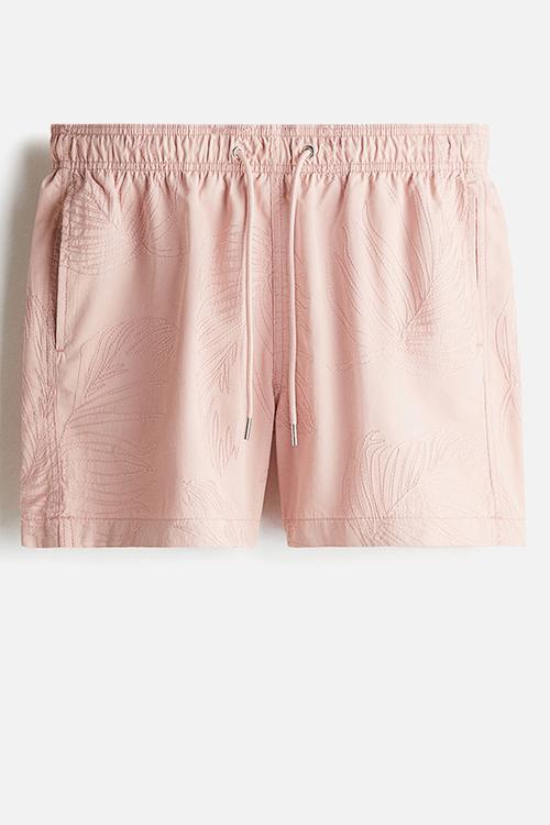 Patterned swim shorts - pink leaf-patterned