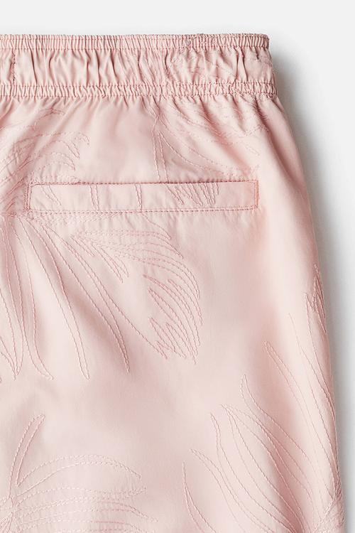 Patterned swim shorts - pink leaf-patterned