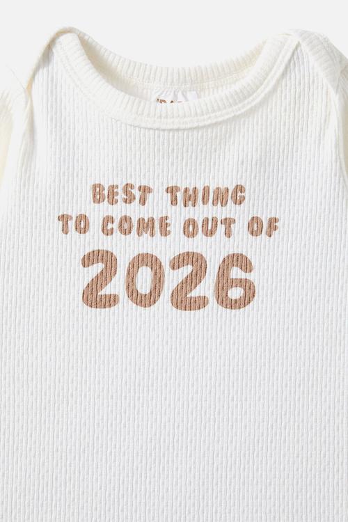 Organic pointelle long sleeve bubbysuit - milk/best thing 2026