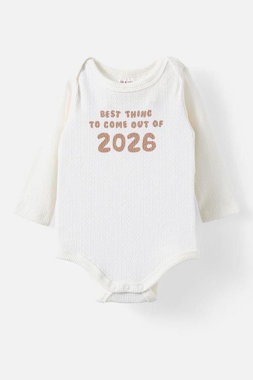 Organic pointelle long sleeve bubbysuit - milk/best thing 2026