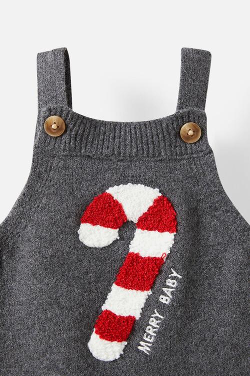 Organic knit bubbysuit - charcoal marle/merry baby