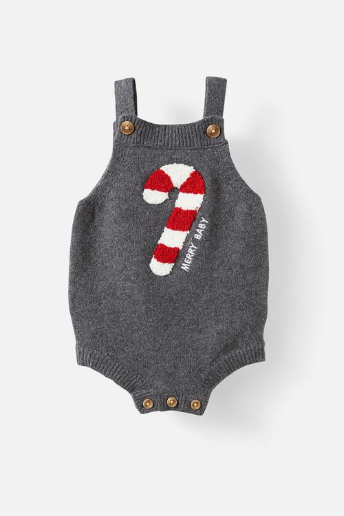 Organic knit bubbysuit - charcoal marle/merry baby