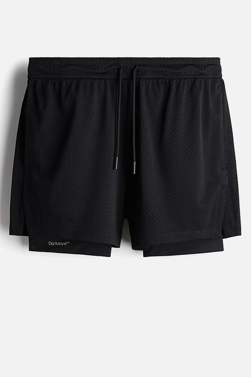 Mid-length 2-in-1 sports shorts with drymove™ - black