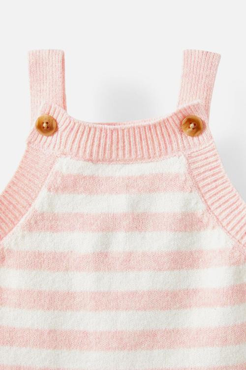 Organic knit bubbysuit - soft musk marle-milk/stripe
